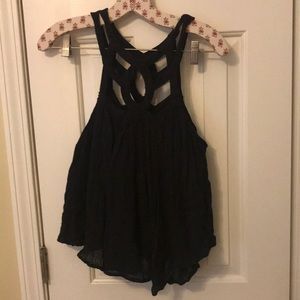 Free People Black Babydoll Blouse